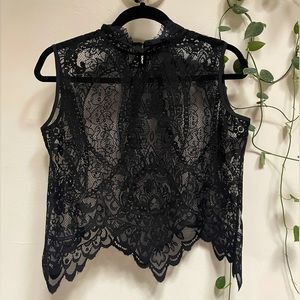 ZARA MOCK NECK LACE TOP